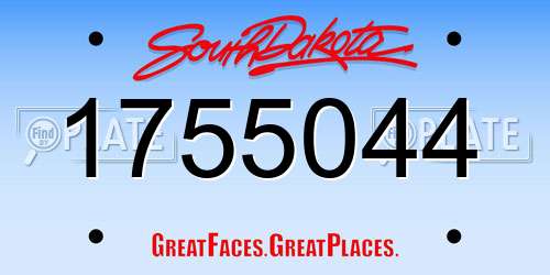 1755044 South Dakota License Plate