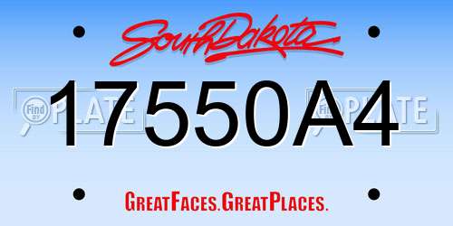 17550A4 South Dakota License Plate