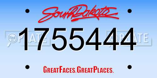 1755444 South Dakota License Plate