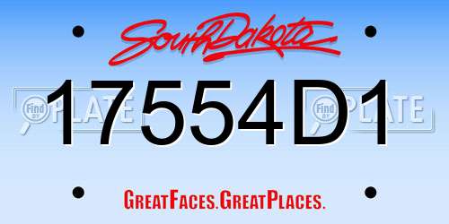 17554D1 South Dakota License Plate