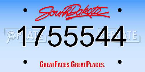 1755544 South Dakota License Plate