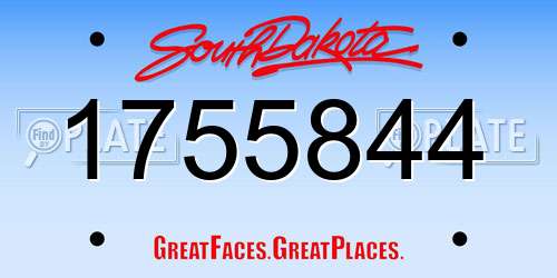 1755844 South Dakota License Plate