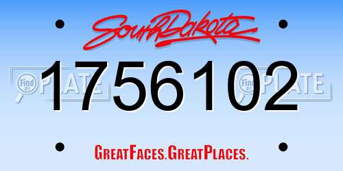 1756102 South Dakota License Plate