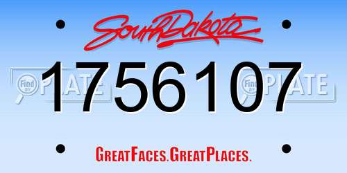 1756107 South Dakota License Plate