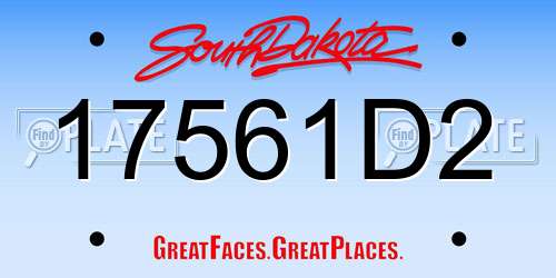 17561D2 South Dakota License Plate