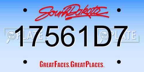 17561D7 South Dakota License Plate