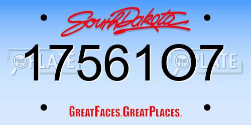 17561O7 South Dakota License Plate