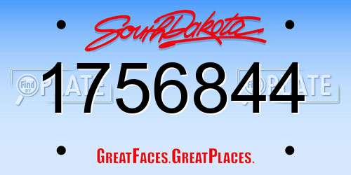 1756844 South Dakota License Plate