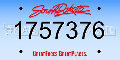 1757376 South Dakota License Plate