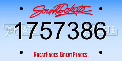1757386 South Dakota License Plate