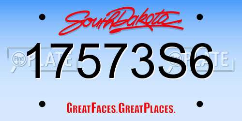 17573S6 South Dakota License Plate