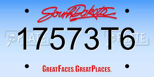 17573T6 South Dakota License Plate