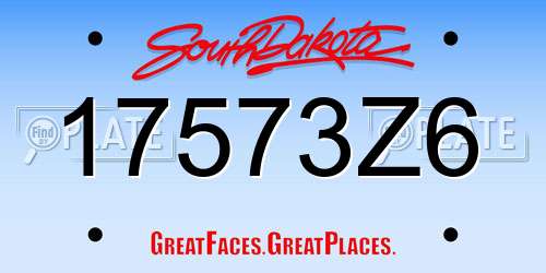 17573Z6 South Dakota License Plate