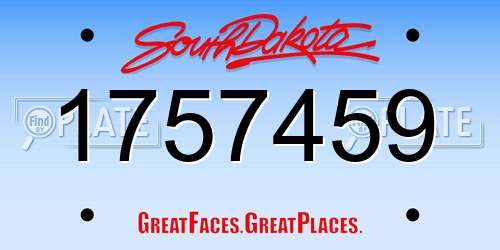 1757459 South Dakota License Plate