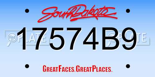17574B9 South Dakota License Plate