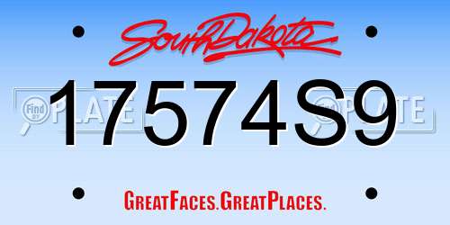 17574S9 South Dakota License Plate