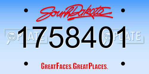 1758401 South Dakota License Plate
