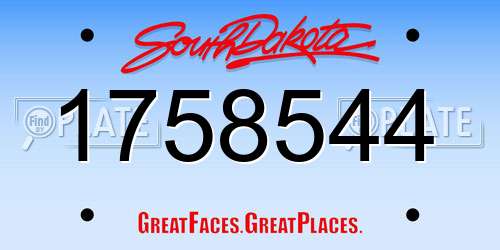 1758544 South Dakota License Plate
