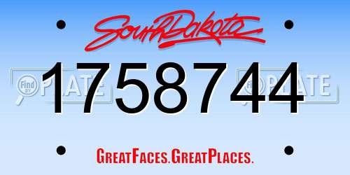 1758744 South Dakota License Plate