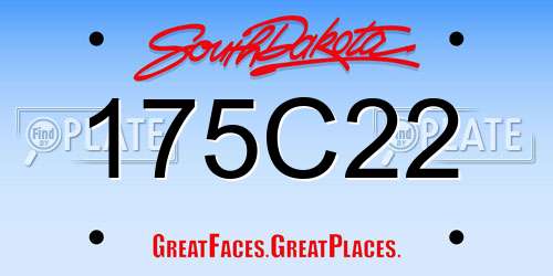 175C22 South Dakota License Plate