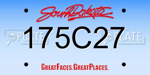 175C27 South Dakota License Plate