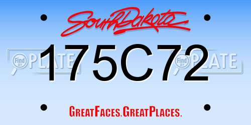 175C72 South Dakota License Plate