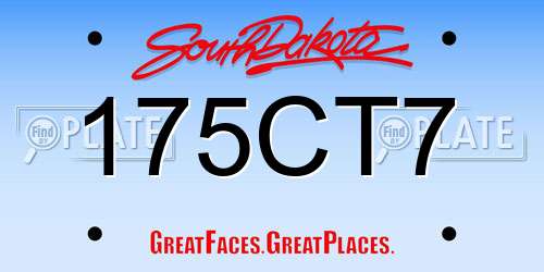 175CT7 South Dakota License Plate