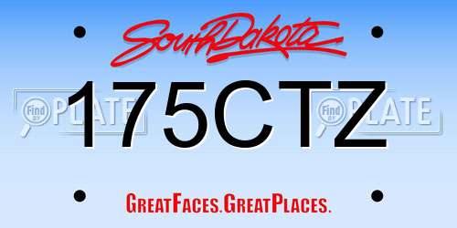175CTZ South Dakota License Plate
