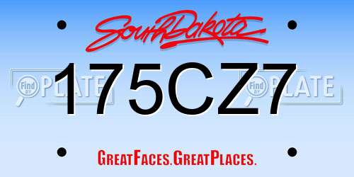 175CZ7 South Dakota License Plate