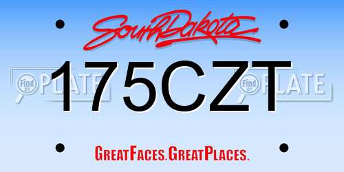 175CZT South Dakota License Plate