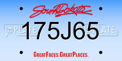 175J65 South Dakota License Plate
