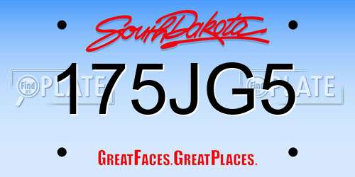 175JG5 South Dakota License Plate