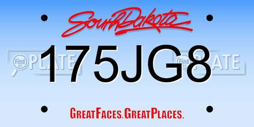 175JG8 South Dakota License Plate
