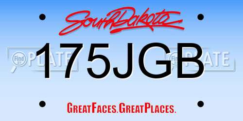 175JGB South Dakota License Plate