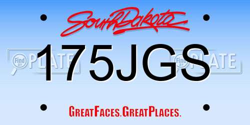 175JGS South Dakota License Plate