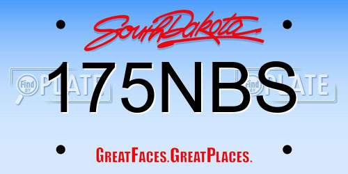 175NBS South Dakota License Plate