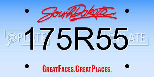 175R55 South Dakota License Plate