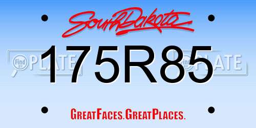175R85 South Dakota License Plate