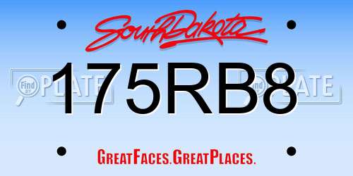175RB8 South Dakota License Plate