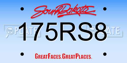 175RS8 South Dakota License Plate