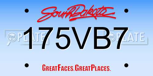 175VB7 South Dakota License Plate