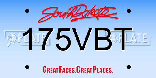 175VBT South Dakota License Plate