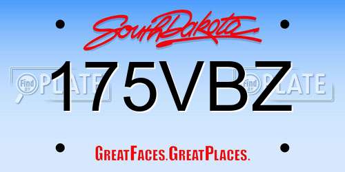 175VBZ South Dakota License Plate