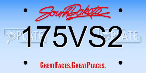 175VS2 South Dakota License Plate