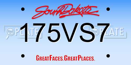 175VS7 South Dakota License Plate