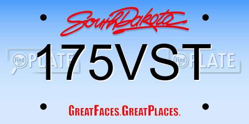 175VST South Dakota License Plate