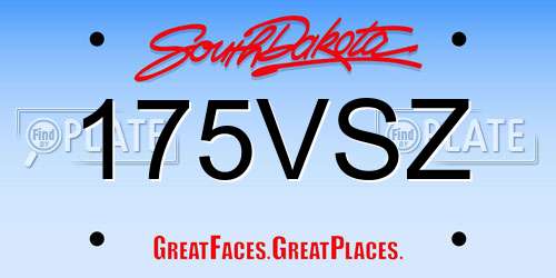 175VSZ South Dakota License Plate