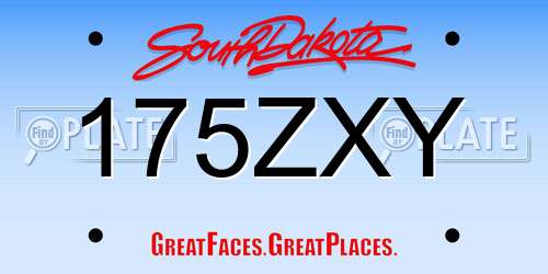 175ZXY South Dakota License Plate
