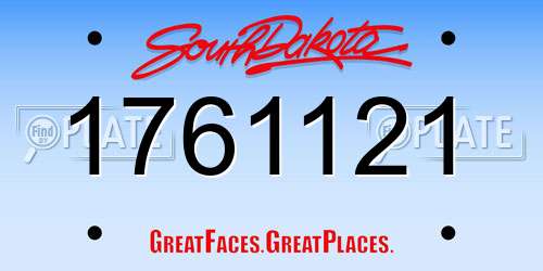 1761121 South Dakota License Plate