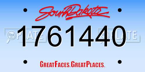 1761440 South Dakota License Plate